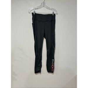 Bebe Women’s Large Black High Rise Leggings with Pockets Logo Activewear